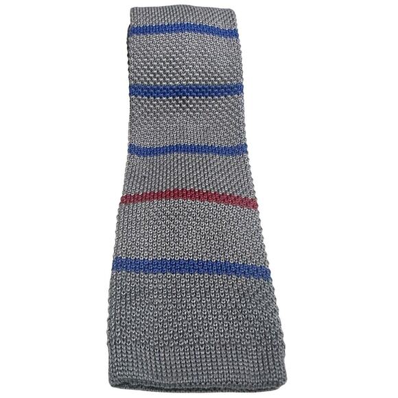 Vintage Striped Knitted Silk Neck Tie Career Y2K Academia Business Preppy Office - Picture 1 of 6